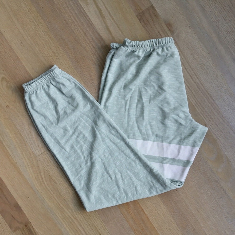 Victoria's Secret PINK Joggers Mint Green Varsity Stripe Sweatpants Lounge L